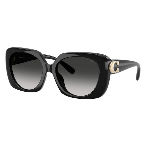 New COACH Cad33 Black Square HC8422U 5002/3C Sunglasses Women - Picture 1 of 6